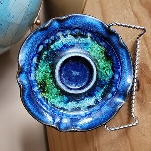 Crackled glass pottery tealight holder geode look
